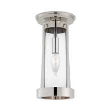 Load image into Gallery viewer, Calix Semi Flush Mount Ceiling Light in Polished Nickel/Clear Glass.