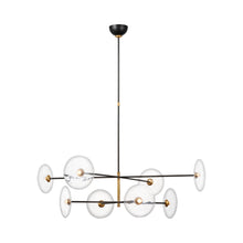 Load image into Gallery viewer, Calvino Radial LED Chandelier in Aged Iron/Hand-Rubbed Antique Brass..