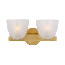 Load image into Gallery viewer, Carola LED Vanity Wall Light in Hand-Rubbed Antique Brass/Frosted Glass (2-Light).