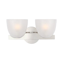 Load image into Gallery viewer, Carola LED Vanity Wall Light in Polished Nickel/Frosted Glass (2-Light).