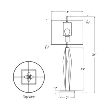 Load image into Gallery viewer, Castle Peak Table Lamp - line drawing.
