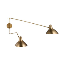 Load image into Gallery viewer, Charlton Double Wall Light in Hand-Rubbed Antique Brass (Large).