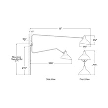 Load image into Gallery viewer, Charlton Double Wall Light - line drawing.