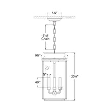 Load image into Gallery viewer, Cheshire Outdoor Pendant Light - line drawing.