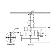 Load image into Gallery viewer, Clarion LED Chandelier - line drawing.