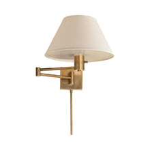 Load image into Gallery viewer, Classic Swing Arm Wall Light in Hand-Rubbed Antique Brass.