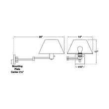 Load image into Gallery viewer, Classic Swing Arm Wall Light - line drawing.