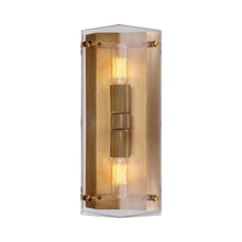 Load image into Gallery viewer, Clayton Wall Light in Crystal and Hand-Rubbed Antique Brass (2-Light).