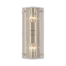 Load image into Gallery viewer, Clayton Wall Light in Crystal and Polished Nickel (2-Light).