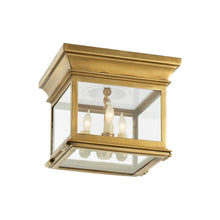 Load image into Gallery viewer, Club Square Flush Mount Ceiling Light in Antique-Burnished Brass/Clear Glass (Small).