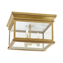 Load image into Gallery viewer, Club Square Flush Mount Ceiling Light in Antique-Burnished Brass/Clear Glass (Large).