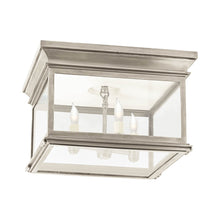 Load image into Gallery viewer, Club Square Flush Mount Ceiling Light in Antique Nickel/Clear Glass (Large).