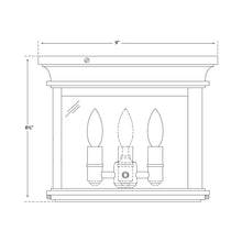 Load image into Gallery viewer, Club Square Flush Mount Ceiling Light - line drawing.