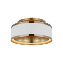 Load image into Gallery viewer, Connery LED Flush Mount Ceiling Light in Matte White and Antique-Burnished Brass (14-Inch).