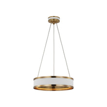 Load image into Gallery viewer, Connery Ring LED Chandelier in Matte White/Antique-Burnished Brass (14-Inch).