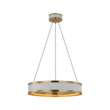 Load image into Gallery viewer, Connery Ring LED Chandelier in Matte White/Antique-Burnished Brass (18-Inch).