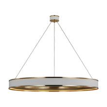 Load image into Gallery viewer, Connery Ring LED Chandelier in Matte White/Antique-Burnished Brass (50-Inch).