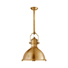 Load image into Gallery viewer, Country Industrial Pendant Light in Antique-Burnished Brass/Antique Brass (Large).