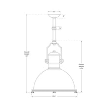 Load image into Gallery viewer, Country Industrial Pendant Light - line drawing.