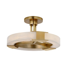 Load image into Gallery viewer, Covet Ring LED Semi Flush Mount Ceiling Light in Antique-Burnished Brass and Alabaster.