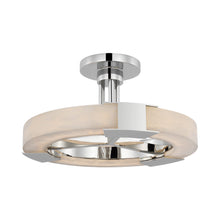 Load image into Gallery viewer, Covet Ring LED Semi Flush Mount Ceiling Light in Polished Nickel and Alabaster.