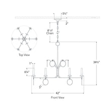 Load image into Gallery viewer, Danvers LED Chandelier - line drawing.