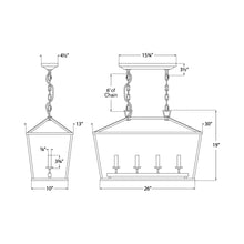 Load image into Gallery viewer, Darlana Linear Pendant Light - line drawing.