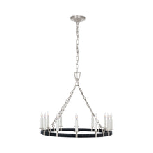 Load image into Gallery viewer, Darlana Rattan Wrapped Ringed LED Chandelier in Polished Nickel and Black Rattan (Medium).
