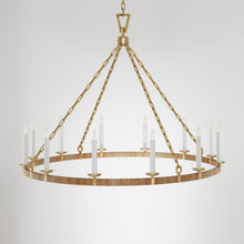 Load image into Gallery viewer, Darlana Rattan Wrapped Ringed LED Chandelier in Detail.
