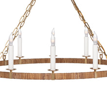 Load image into Gallery viewer, Darlana Rattan Wrapped Ringed LED Chandelier in Detail.