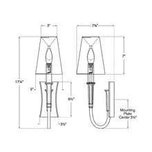 Load image into Gallery viewer, Delphia Arm Wall Light - line drawing.