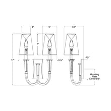 Load image into Gallery viewer, Delphia Arm Wall Light - line drawing.