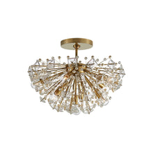 Load image into Gallery viewer, Dickinson Semi Flush Mount Ceiling Light in Soft Brass.