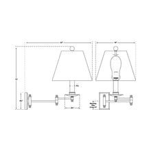Load image into Gallery viewer, Dorchester Swing Arm Wall Light - line drawing.