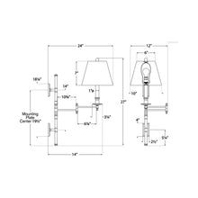 Load image into Gallery viewer, Dorchester Swing Arm Wall Light - line drawing.