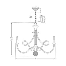 Load image into Gallery viewer, Double Twist Chandelier - line drawing.