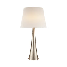 Load image into Gallery viewer, Dover Table Lamp with Linen Shade in Burnished Silver Leaf.