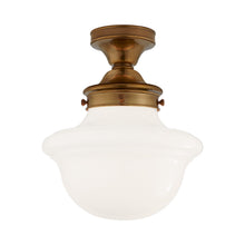 Load image into Gallery viewer, Edmond Flush Mount Ceiling Light in Hand-Rubbed Antique Brass.