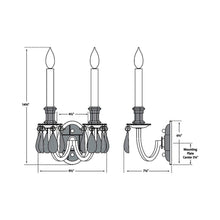 Load image into Gallery viewer, Elizabeth Double Wall Light - line drawing.