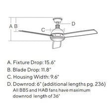 Load image into Gallery viewer, Hicks LED Ceiling Fan - line drawing.