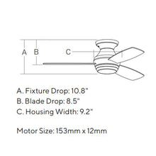 Load image into Gallery viewer, Ikon LED Ceiling Fan - line drawing.