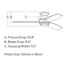 Load image into Gallery viewer, Ikon LED Ceiling Fan - line drawing.