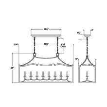 Load image into Gallery viewer, Fancy Darlana Linear Pendant Light - line drawing.