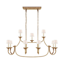 Load image into Gallery viewer, Flemish Linear Pendant Light in Gilded Iron/Linen Shade.