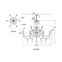 Load image into Gallery viewer, Fortuna Chandelier - line drawing.