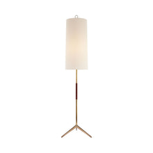 Load image into Gallery viewer, Frankfort Floor Lamp in Hand-Rubbed Antique Brass/Mahogany.