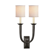 Load image into Gallery viewer, French Deco Horn Double Wall Light in Bronze (5-Inch Linen).