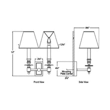 Load image into Gallery viewer, French Double Library Wall Light - line drawing.