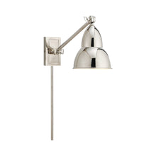 Load image into Gallery viewer, French Library Arm LED Wall Light in Polished Nickel.