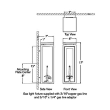 Load image into Gallery viewer, Fresno 3/4 Outdoor Gas Wall Light - line drawing.